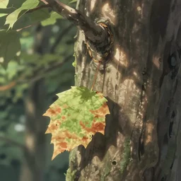 leaf falling from tree, anime style,