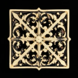 an element design on a fancy square tile on a black background