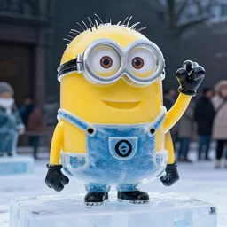 ice sculpture inspired by a minion.