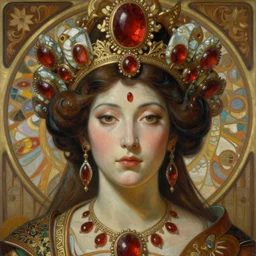 hyper realistic painting of the queen of chinese, obsidian ornaments, ruby patterns, detailed face, intrincate detail by wayne barlowe, gustav moreau, goward, gaston bussiere and roberto ferri, santiago caruso, and austin osman spare, ( ( ( ( occult art ) ) ) ) bouguereau, alphonse mucha, saturno butto