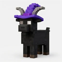 an anthropomorphic black goat wizard in minecraft, screenshot