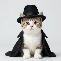 portrait photo of kitten dressed like sherlock holmes wearing a hat a duster and round sunglasses, 8 k studio lighting, dramatic, left key light