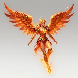 flying fiery angelic six-winged warrior, fantasy art