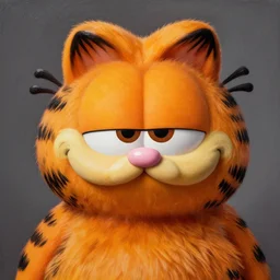 nic cage as garfield the cat, buff, painted portrait, highly detailed,