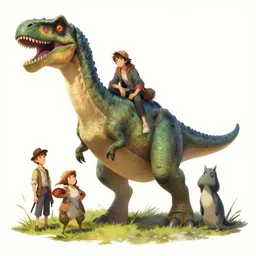 full shot of a dinosaur : thomas kinkade hearstone league of legends dofus concept art, style of makoto shinkai, xision, james jean and peter mohrbacher, studio ghibli, artgerm, karol bak, dan mumford global illumination