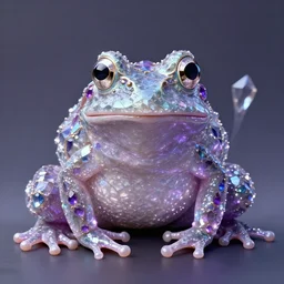 ultra realistic illustration, ( ( ( a magical frog made of crystal with jewel and purple glow ) ) ), symmetrical, intricate, highly detailed, digital painting, concept art, smooth, sharp focus, octane render, unreal engine, trending on artstation, art by artgerm and greg rutkowski and alphonse mucha