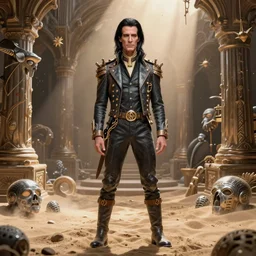 highly detailed full body portrait of nick cave as the sandman from dc comics, stephen bliss, unreal engine 6, fantasy art by cristian sauret, global illumination, radiant light, detailed and intricate environment