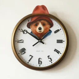 a wall clock designed by Paddington bear