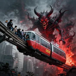 photo of demonic monorail taking people to hell