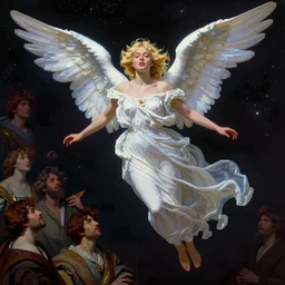 pixel sorting of a beautiful blonde angel girl floating in space, by wayne barlowe, by gustav moreau, by goward, by gaston bussiere, by roberto ferri, by santiago caruso, by luis ricardo falero, by austin osman spare, by saturno butto