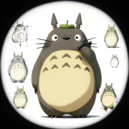 totoro, character sheet, concept design, contrast, hot toys, kim jung gi, greg rutkowski, zabrocki, karlkka, jayison devadas, trending on artstation, 8 k, ultra wide angle, pincushion lens effect