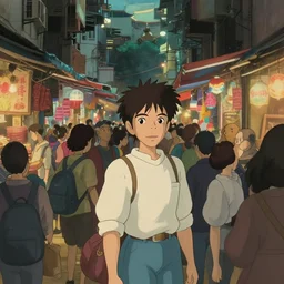 a wholesome animation key shot a busy market crowd in the streets of hong kong by studio ghibli, animation, sharp, rendered in unreal engine 5, focused, anime key art by greg rutkowski, bloom, dramatic lighting