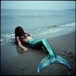 a mermaid washed up on shore, analog horror, creepy found footage video