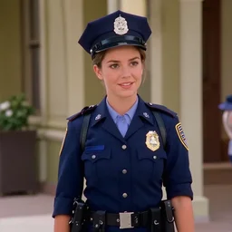 Judy Hopps as a real human young policewoman, film still form Police Academy (1984)