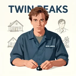 Twin Peaks, of Michael Shannon the mechanic, mysterious creepy, poster artwork by Michael Whelan, Bob Larkin and Tomer Hanuka, from scene from Twin Peaks, simple illustration, domestic, nostalgic, from scene from Twin Peaks, clean, full of details, by Makoto Shinkai and thomas kinkade, Matte painting, trending on artstation and unreal engine, super clean, fine detail, cell shaded,