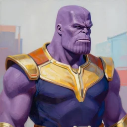 greg manchess portrait painting of titan thanos as overwatch character, medium shot, asymmetrical, profile picture, organic painting, sunny day, matte painting, bold shapes, hard edges, street art, trending on artstation, by huang guangjian and gil elvgren and sachin teng