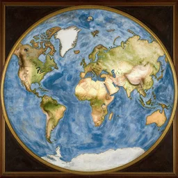 a incorrect map of the world as painting by botticelli
