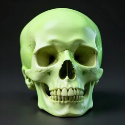 photo of a skull, studio lighting, 4k, neon green fluid