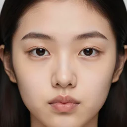 photograph of girl with big forehead with square face and small bird beak lips and small round nose and dark black, high detail 8k,