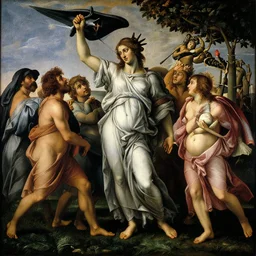 liberty guiding the people by delacroix in the style of a masterpiece by botticelli, crips details, featured in artscape