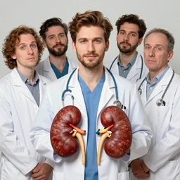 a highly detailed digital art portrait of a fabulous kidney doctor and his loser friends