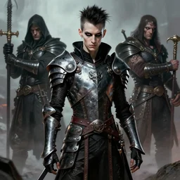 portrait of a skinny goth punk keany reeves wearing armor by simon bisley, john blance, frank frazetta, fantasy, sorceror thief warrior