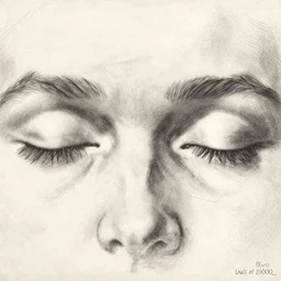 sketch close - up of two closed eyes, etching by louis le breton, 1 8 6 9, 1 2 0 0 dpi scan