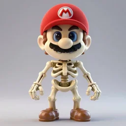 A skeleton in the game Super Mario 64, unreal engine, highly detailed, 8k