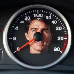tom cruise's face in a car speedometer, car speed controls with tom cruise's face, cruise control
