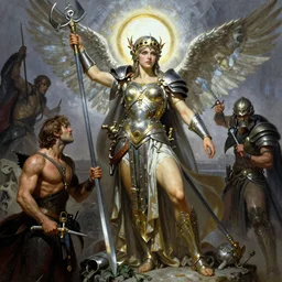 Olympus by Frank Frazetta, Ivan Aivakovsky, Boris Vallejo, epic fantasy character art, goddess of war, Exquisite detail, post-processing, masterpiece, cinematic