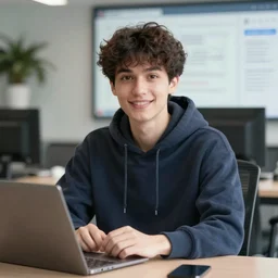 handsome software engineer wearing a hoodie, 4k
