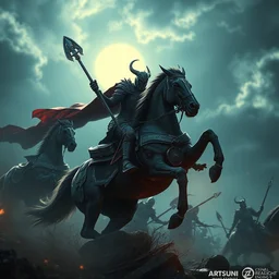 hell knight riding a horse into battle, highly detailed, 4 k, hdr, award - winning, unreal engine 5, artstation