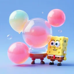 3 d cgi elastic set design glass gum soft bubblegum and'sponge heads'visual design digital render abstract