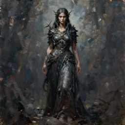 oil painting of a goddess full - body, highly detailed, dark fantasy, sharp, digital painting, artstation, concept art, illustration, art by gabriele dell otto, 8 k