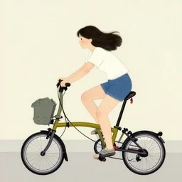 girl riding brompton bicycle, by chiho aoshima