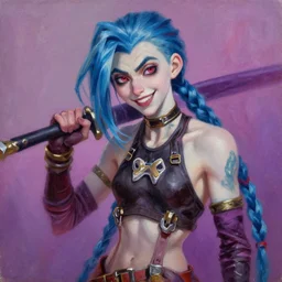 jinx from league of legends, by ross tran, oil on canvas