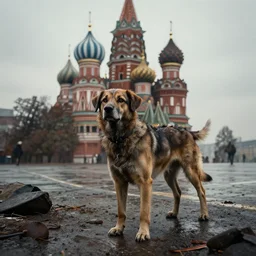 post apocalyptic dog in moscow