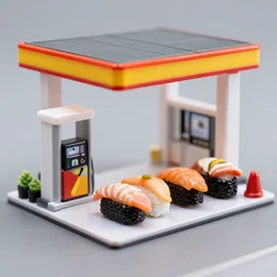 gas station made of sushi 4 5 mm photography