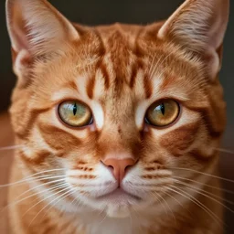 5 5 mm portrait photo of a redhead cat's face with ( ultra detailed cat - eyes ). highly detailed 8 k. intricate. lifelike. soft light. nikon d 8 5 0. cinematic post - processing