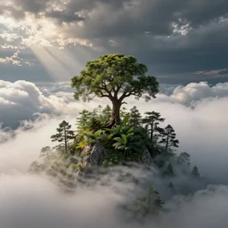 Trees growing on clouds