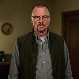 walter white lost in the back rooms, render, hyper realistic