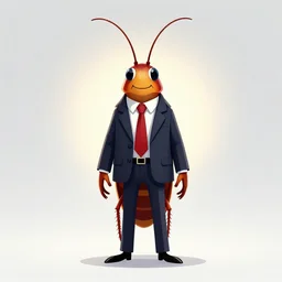 colorful full body shot of a thin anthropomorphic cockroach wearing a suit with a tie, long antennae, best of artstation, backlighting, 8k, hyper detail illustration, symmetrical, correct proportions, Pixabay, vectorstock, flaticon