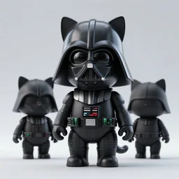 3 d rendered black cat droid wearing a cat - shaped darth vader helmet, hyper realistic, hyper detailed, octane render, blender, 8 k