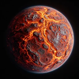 a planet that is full of fire and lava, satellite view, nasa photography, award winning, 3 d render