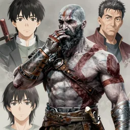 a ultradetailed beautiful panting of kratos from god of war in a suit, by conrad roset, greg rutkowski and makoto shinkai trending on artstation
