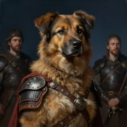 anthropomorphic dog warrior, extreme fine detail background, night, highly detailed, high quality, digital painting, hyperrealistic, by gaston bussiere, j. c. leyendecker, craig mullins, greg rutkowski