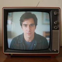 old tv screen showing a man