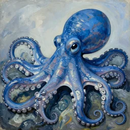 blue octopus. detailed. deep. masterpiece. georgia o'keeffe