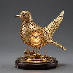 hollow filigree bird - shaped clockwork automata, with a glowing gemstone inside it, detailed 8 k, award - winning photography trending on artstation, cgsociety, deviantart