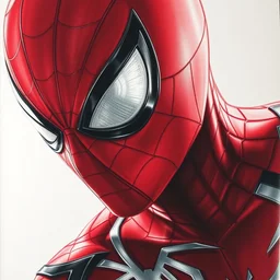 photorealistic. hyperdetailed. drawing. red and white suit. spider - man. by john romita jr.
